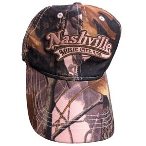 Nashville Music City USA Pink Brown Camo Baseball Adjustable Hat